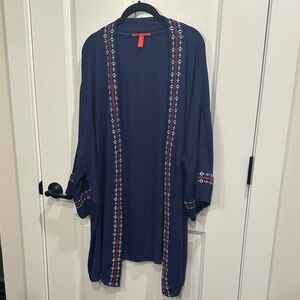 Chelsea & Violet Navy Cape with Multicolor Embroidery